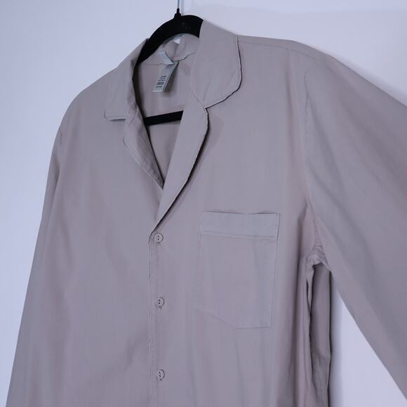 SKIMS Cotton Poplin Sleep Button Up Gray Long Sleeve Lightweight Women's S - Picture 4 of 11